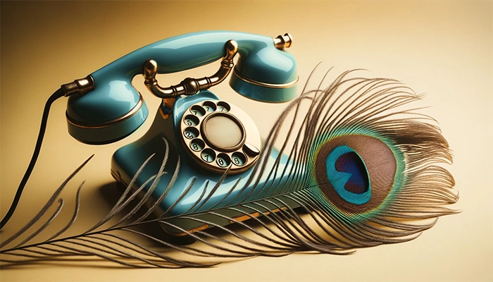 telephone vintage contact plume de paon - evenements bordeaux